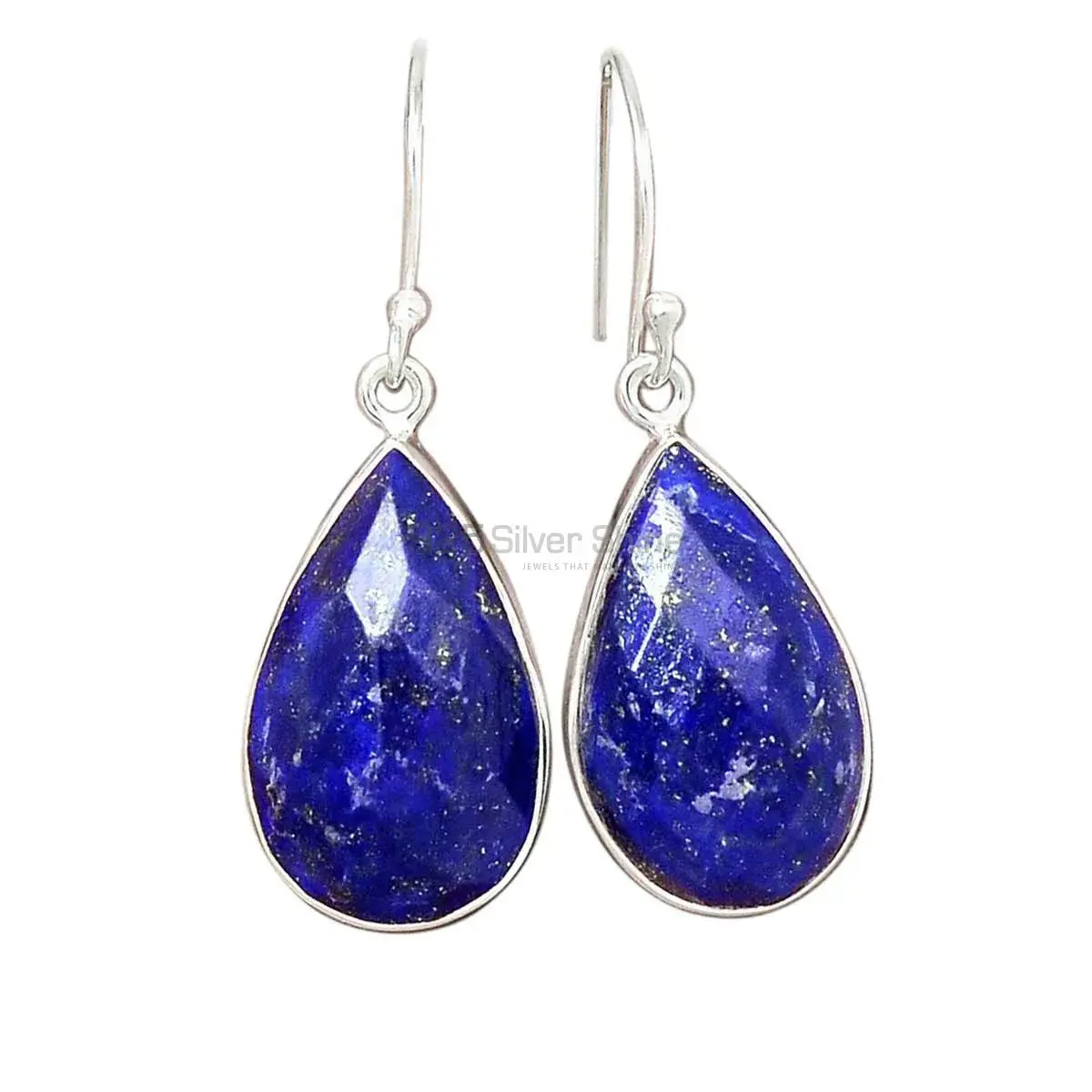 925 Sterling Silver Earrings In Semi Precious Lapis Gemstone 925SE2270_0