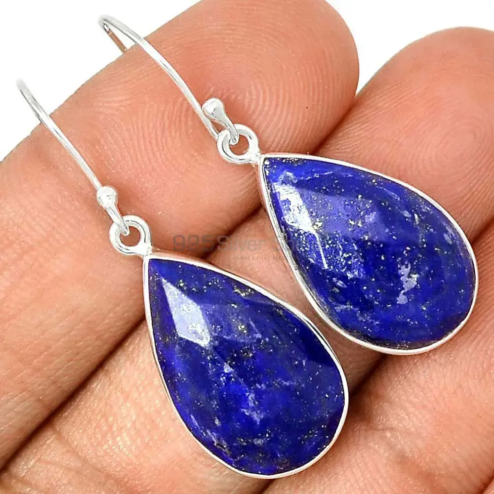925 Sterling Silver Earrings In Semi Precious Lapis Gemstone 925SE2270_1