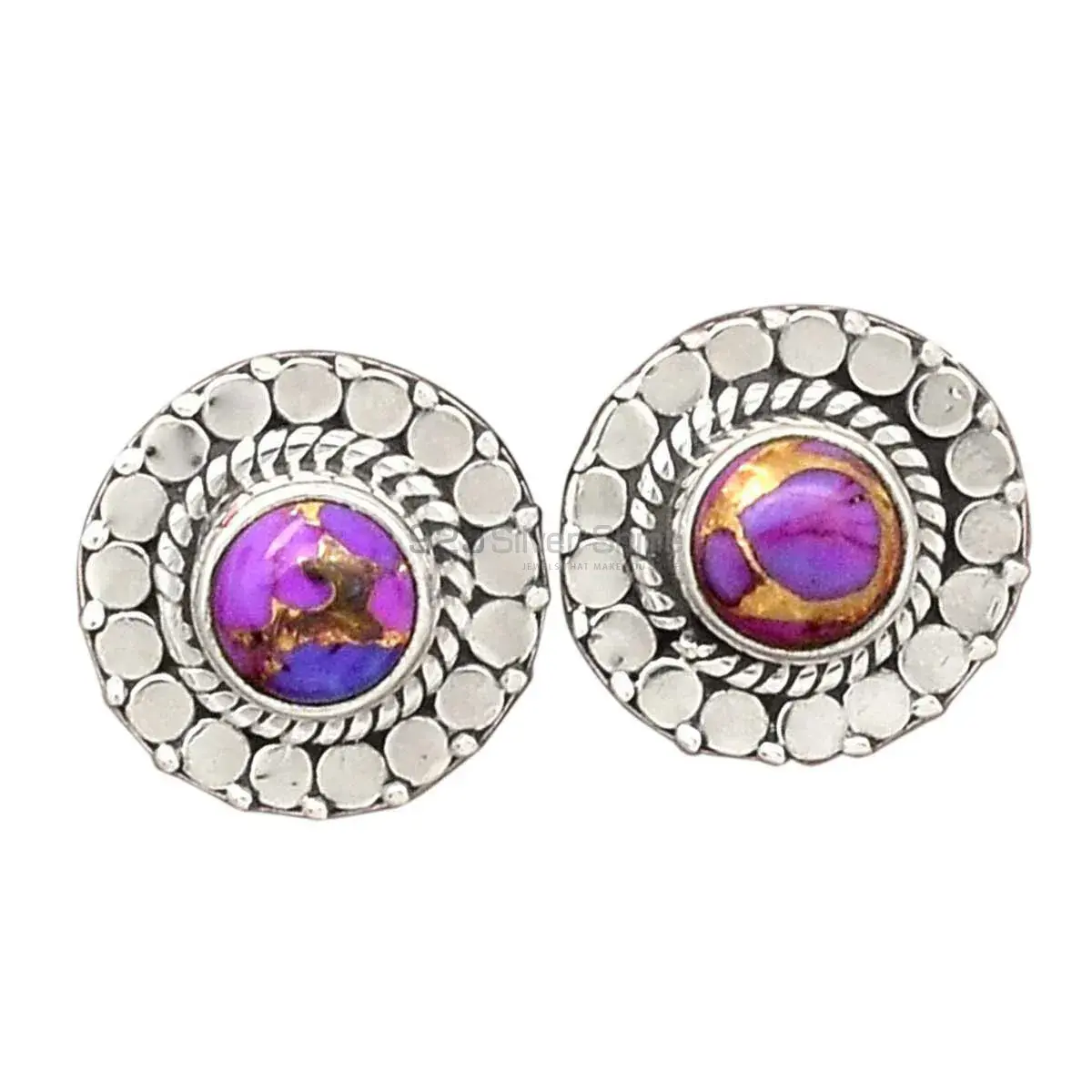 925 Sterling Silver Earrings In Semi Precious Mohave Purple Turquoise Gemstone 925SE2349_0