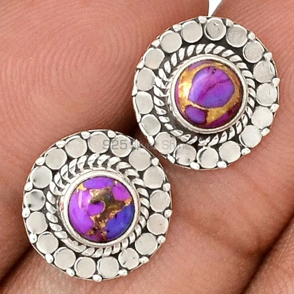 Wholesale 925 Sterling Silver Earrings In Semi Precious Mohave Purple Turquoise Gemstone 925SE2349_0