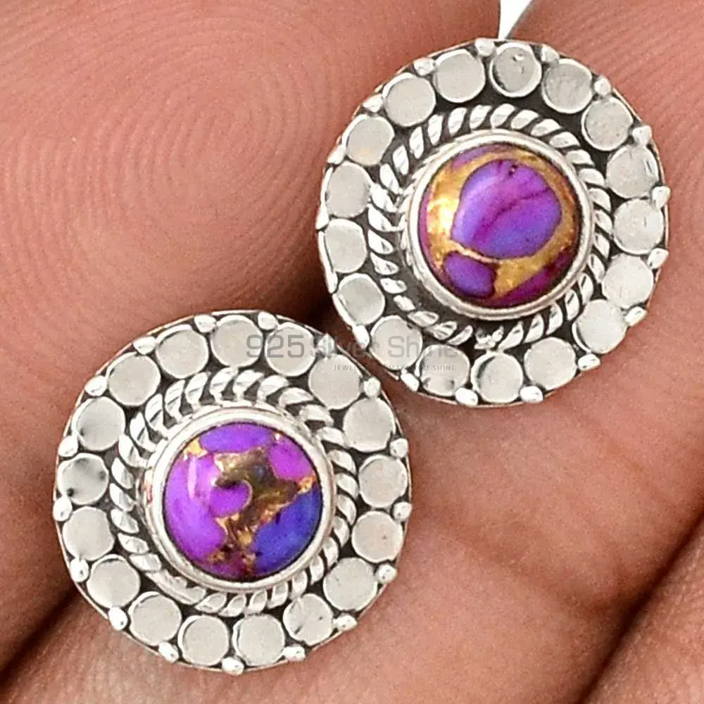 925 Sterling Silver Earrings In Semi Precious Mohave Purple Turquoise Gemstone 925SE2349_1