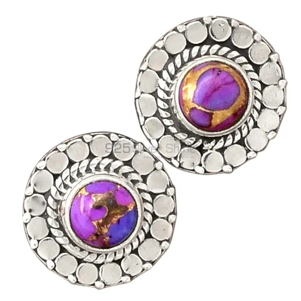 925 Sterling Silver Earrings In Semi Precious Mohave Purple Turquoise Gemstone 925SE2349_2
