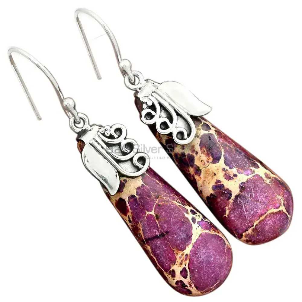 Wholesale 925 Sterling Silver Earrings In Semi Precious Sea Sediment Jasper Gemstone 925SE2507_0