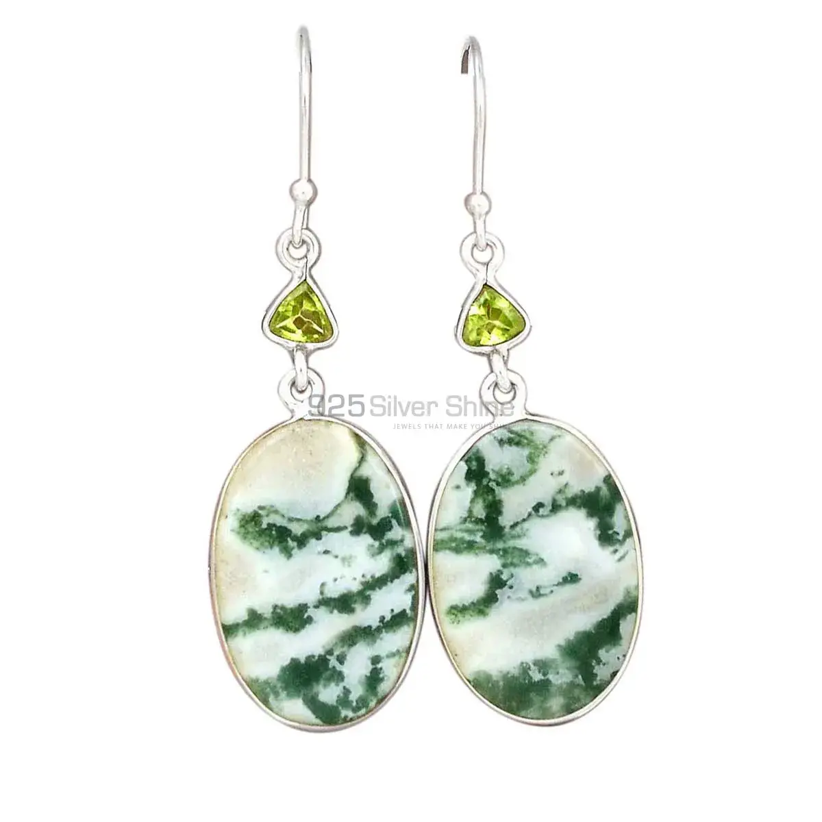 925 Sterling Silver Earrings In Semi Precious Zebra Jasper, Peridot Gemstone 925SE3062_0