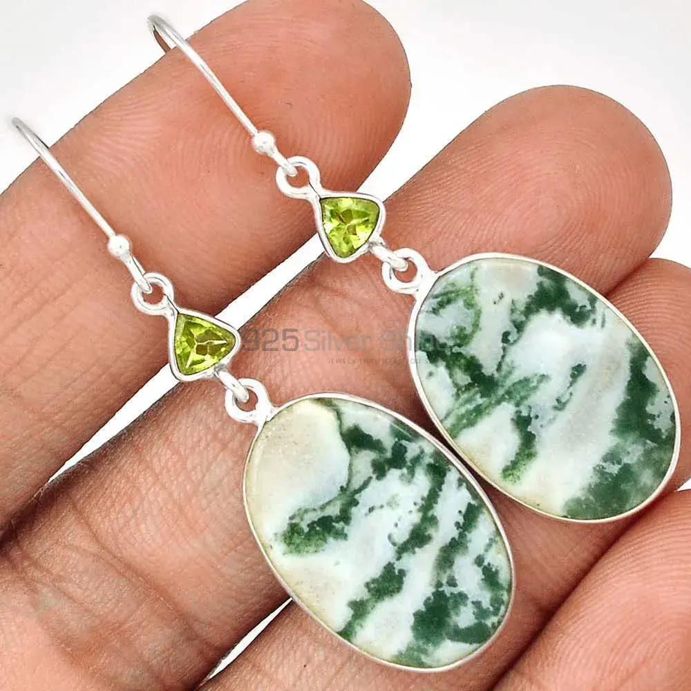 Wholesale 925 Sterling Silver Earrings In Semi Precious Zebra Jasper, Peridot Gemstone 925SE3062_0