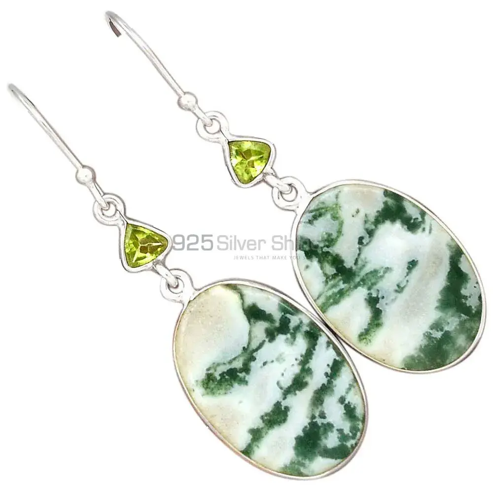 925 Sterling Silver Earrings In Semi Precious Zebra Jasper, Peridot Gemstone 925SE3062_2