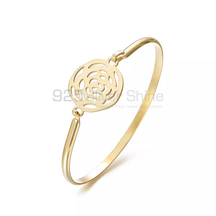 925 Sterling Silver Flower Bangle Bracelet FWMB180
