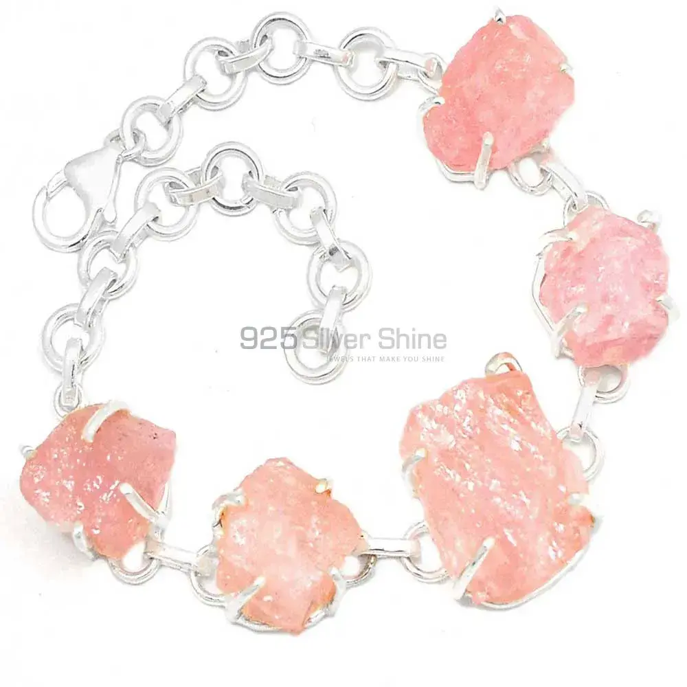 Wholesale 925 Sterling Silver Handmade Bracelets In Rose Quartz Gemstone Jewelry 925SB313-1_1