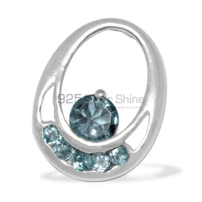 Wholesale 925 Sterling Silver Handmade Pendants In Blue Topaz Gemstone Jewelry 925SP1571