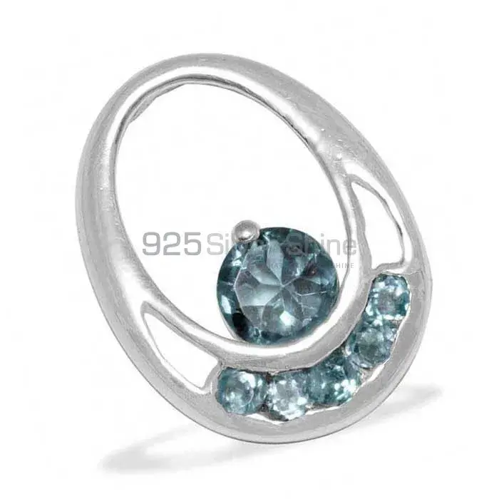 Wholesale 925 Sterling Silver Handmade Pendants In Blue Topaz Gemstone Jewelry 925SP1571_0
