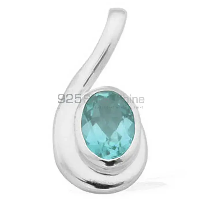 Wholesale 925 Sterling Silver Handmade Pendants In Blue Topaz Gemstone Jewelry 925SP1621