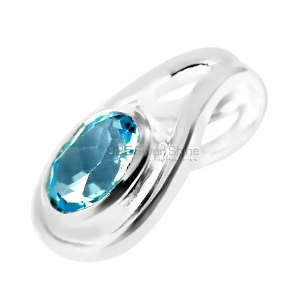 Wholesale 925 Sterling Silver Handmade Pendants In Blue Topaz Gemstone Jewelry 925SP206-2_0