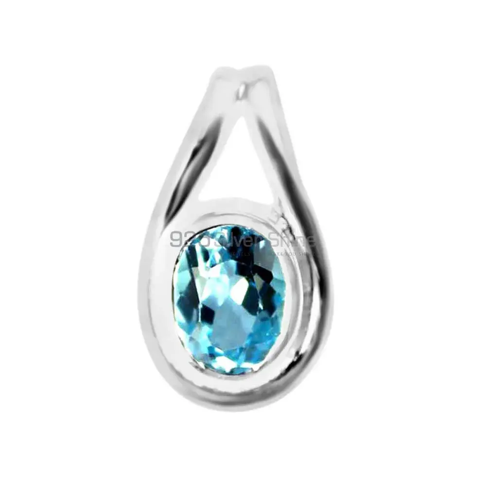 Wholesale 925 Sterling Silver Handmade Pendants In Blue Topaz Gemstone Jewelry 925SP206-2_1