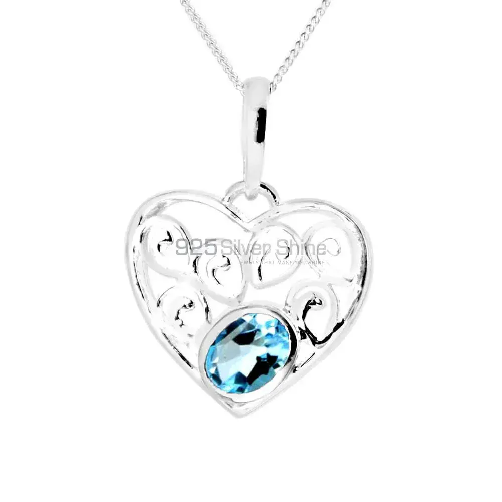 Wholesale 925 Sterling Silver Handmade Pendants In Blue Topaz Gemstone Jewelry 925SP222-3