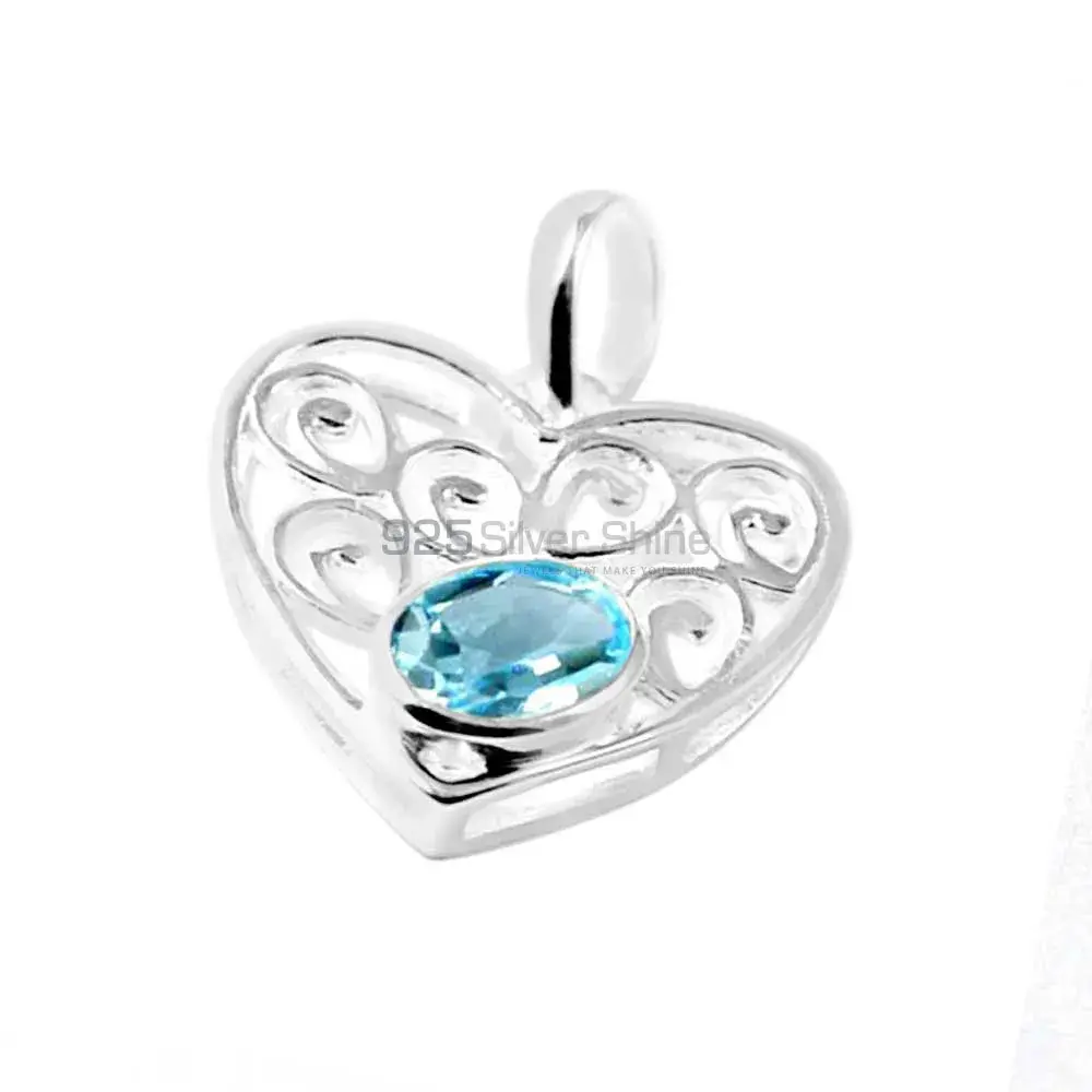 Wholesale 925 Sterling Silver Handmade Pendants In Blue Topaz Gemstone Jewelry 925SP222-3_0