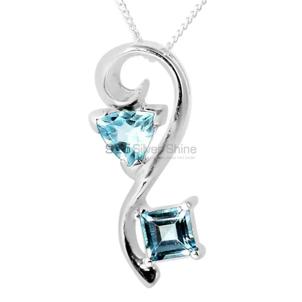 925 Sterling Silver Handmade Pendants In Blue Topaz Gemstone Jewelry 925SP253-4_0