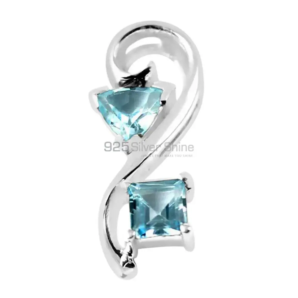 Wholesale 925 Sterling Silver Handmade Pendants In Blue Topaz Gemstone Jewelry 925SP253-4_0