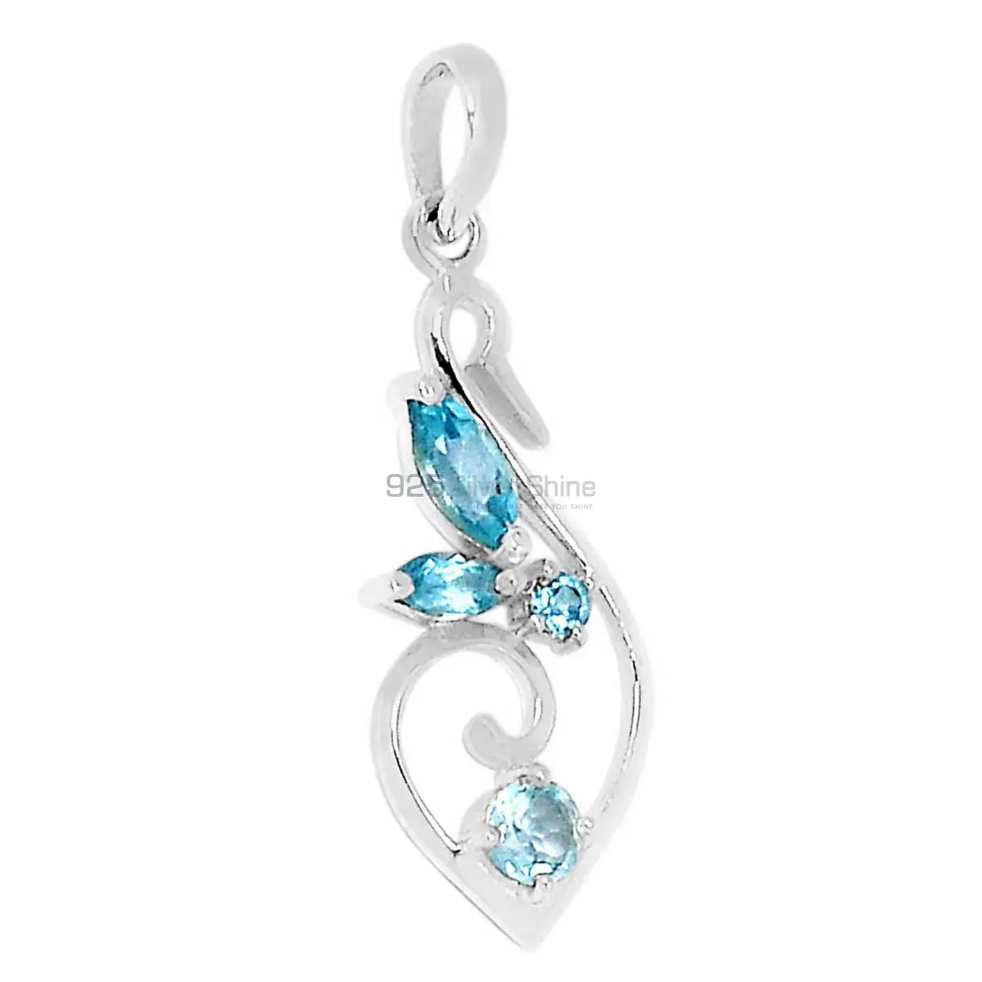 Wholesale 925 Sterling Silver Handmade Pendants In Blue Topaz Gemstone Jewelry 925SP288-3_0