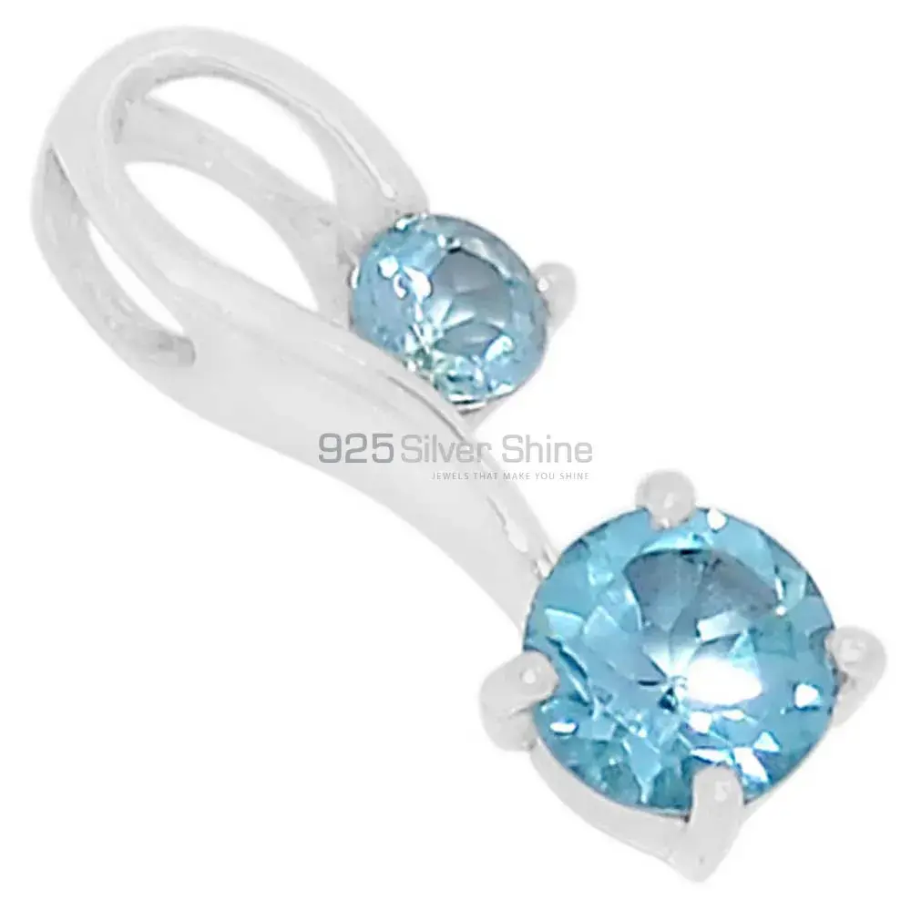 Wholesale 925 Sterling Silver Handmade Pendants In Blue Topaz Gemstone Jewelry 925SSP340-2