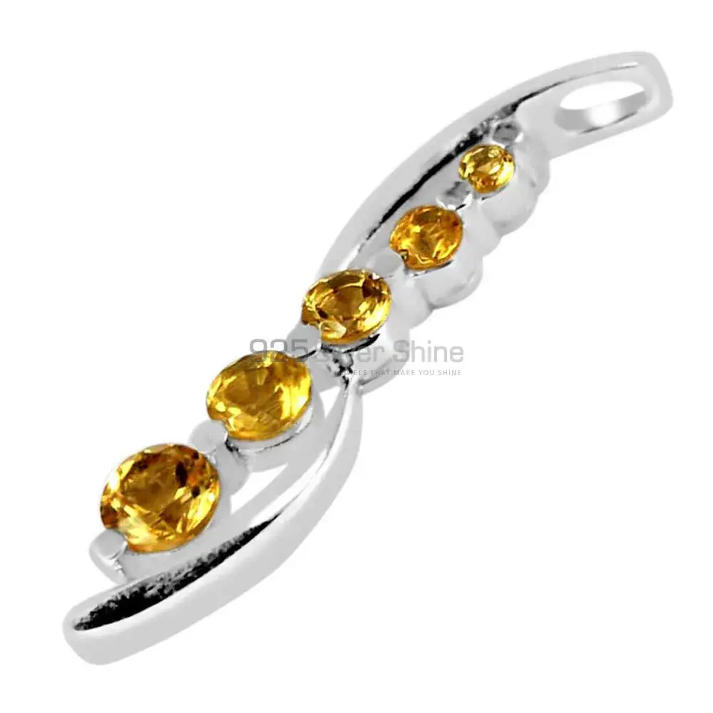 Wholesale 925 Sterling Silver Handmade Pendants In Citrine Gemstone Jewelry 925SP261-6_0