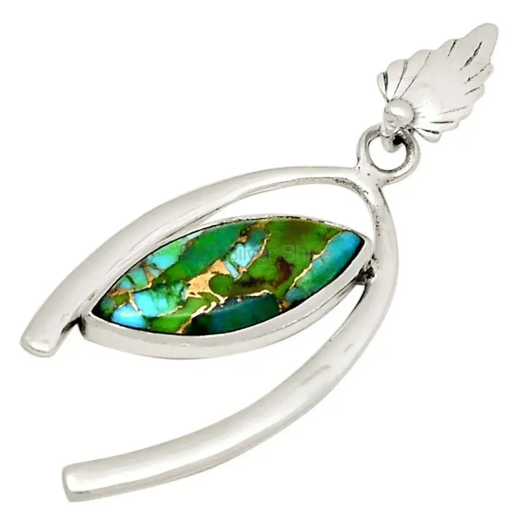 Wholesale 925 Sterling Silver Handmade Pendants In Copper Turquoise Gemstone Jewelry 925SP191-1_0
