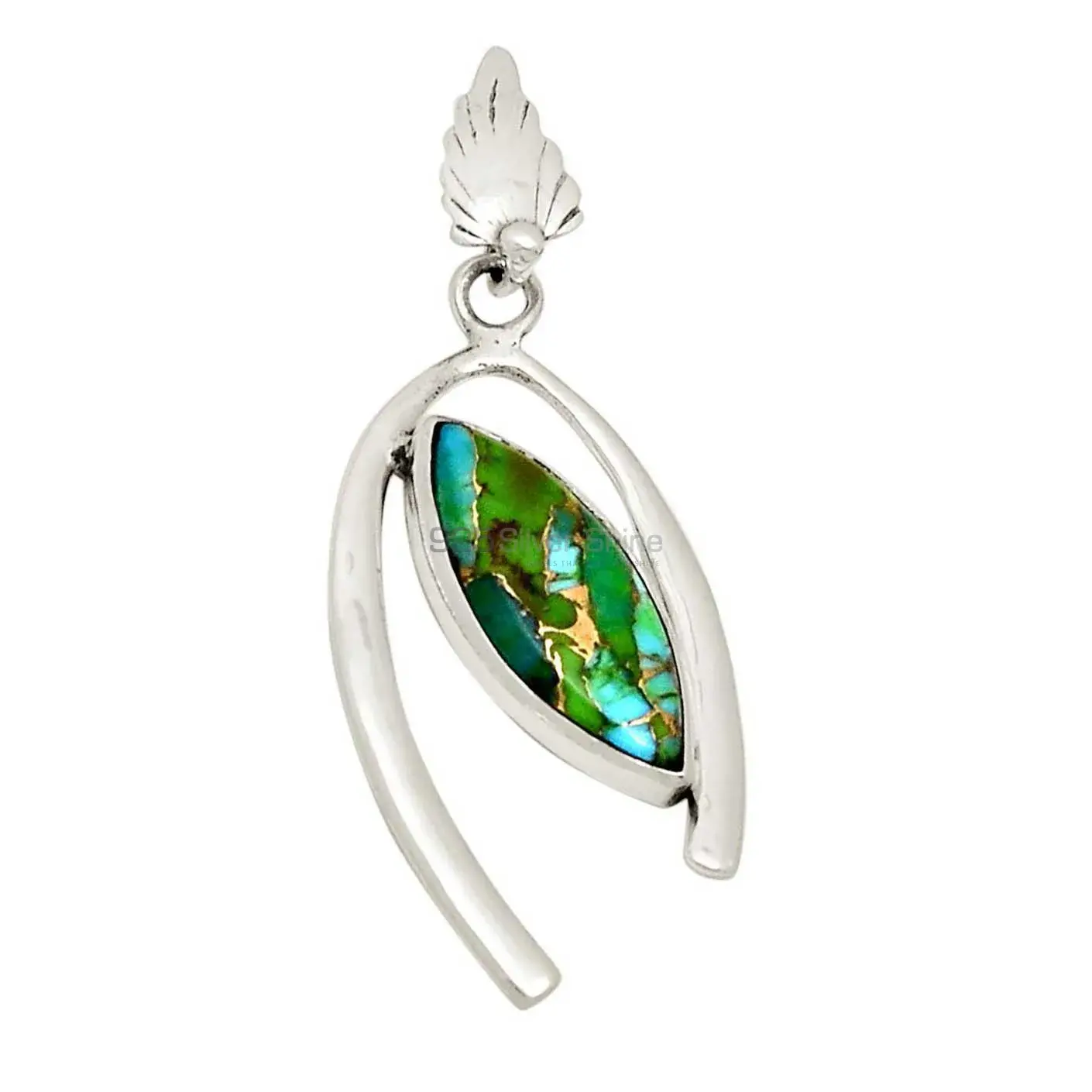 925 Sterling Silver Handmade Pendants In Copper Turquoise Gemstone Jewelry 925SP191-1_2