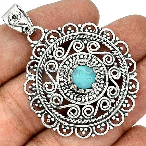 Wholesale 925 Sterling Silver Handmade Pendants In Larimar Gemstone Jewelry 925SP19-7_0