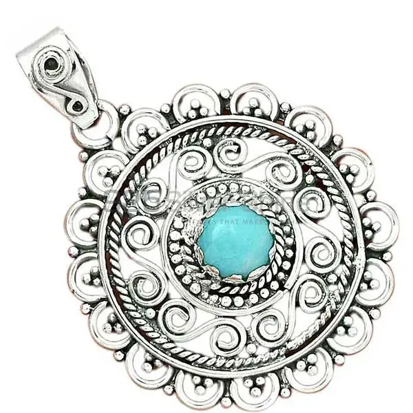 Wholesale 925 Sterling Silver Handmade Pendants In Larimar Gemstone Jewelry 925SP19-7_1