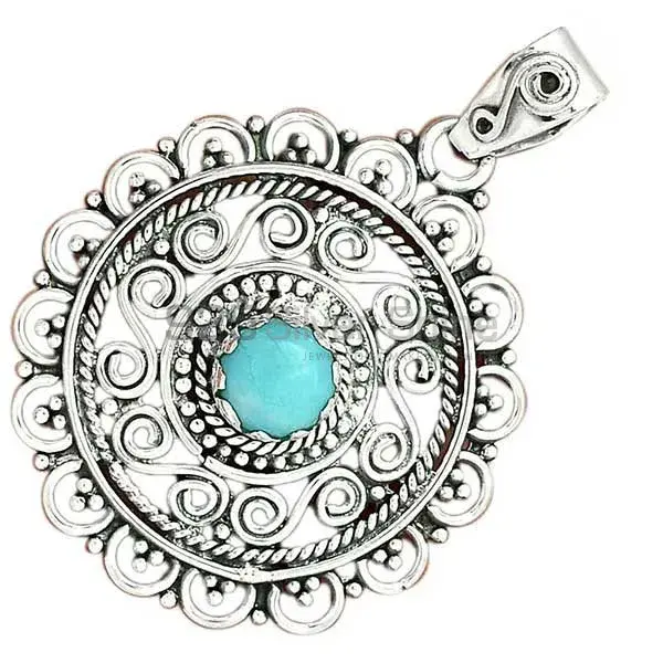 Wholesale 925 Sterling Silver Handmade Pendants In Larimar Gemstone Jewelry 925SP19-7_3