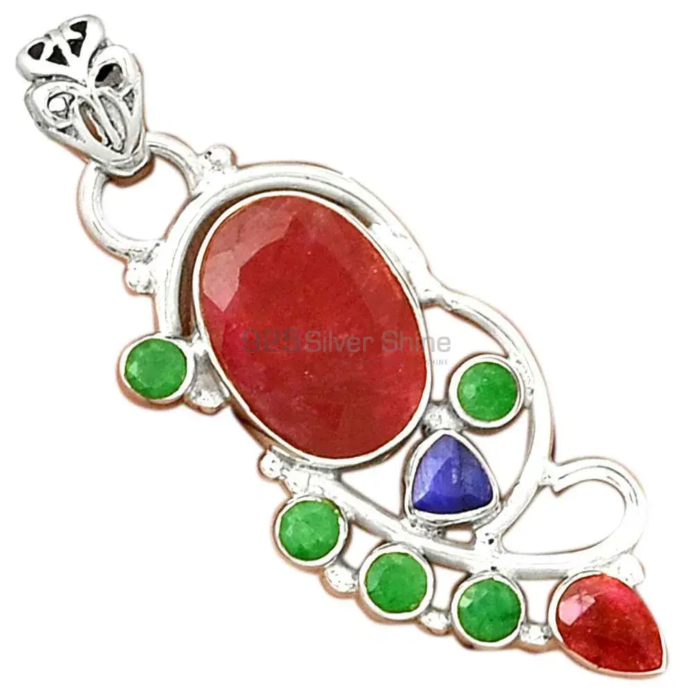 Wholesale 925 Sterling Silver Handmade Pendants In Multi Gemstone Jewelry 925SP095-4