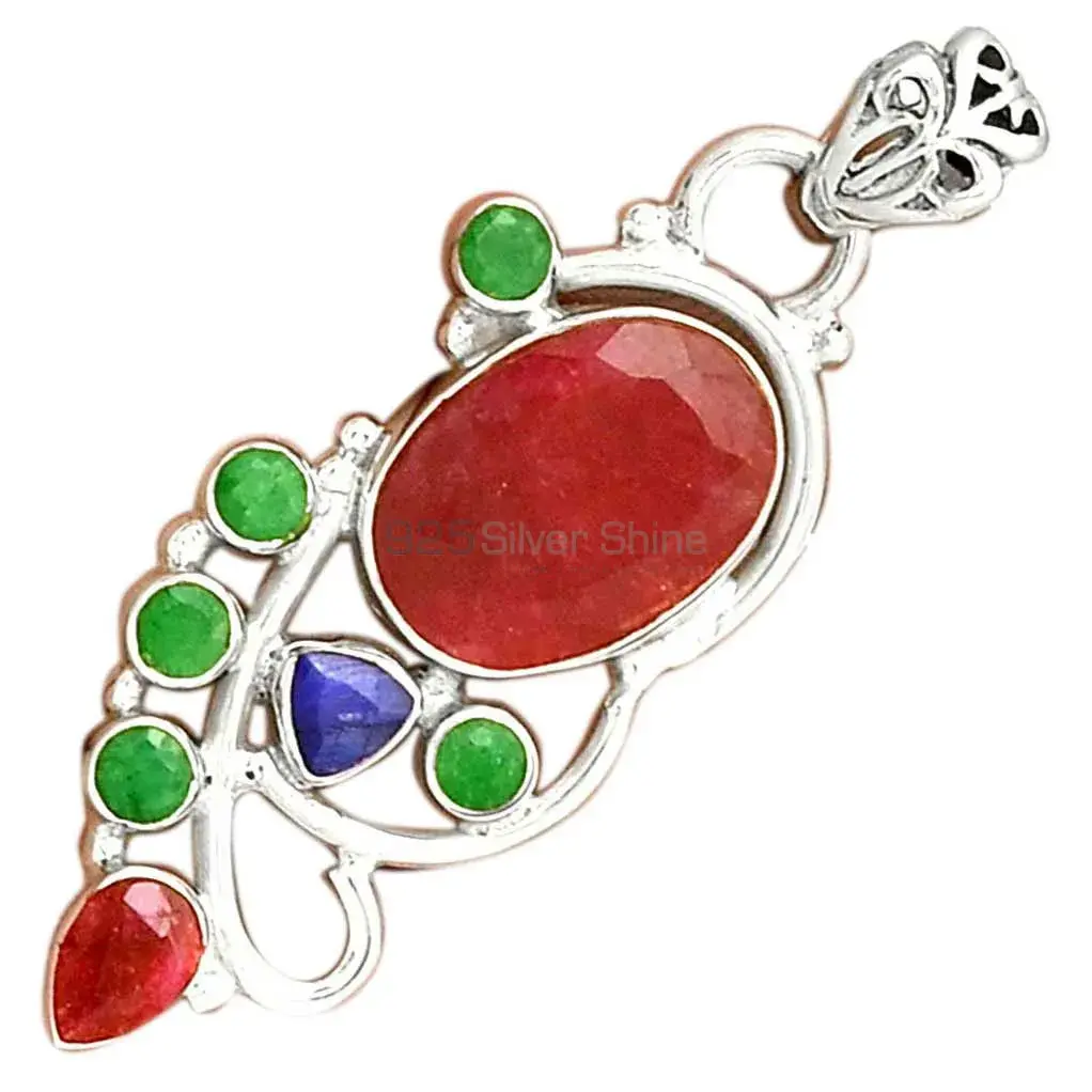 Wholesale 925 Sterling Silver Handmade Pendants In Multi Gemstone Jewelry 925SP095-4_2