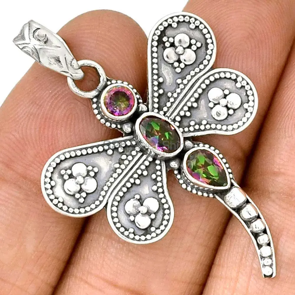 Wholesale 925 Sterling Silver Handmade Pendants In Mystic Topaz Gemstone Jewelry 925SP085-3_0