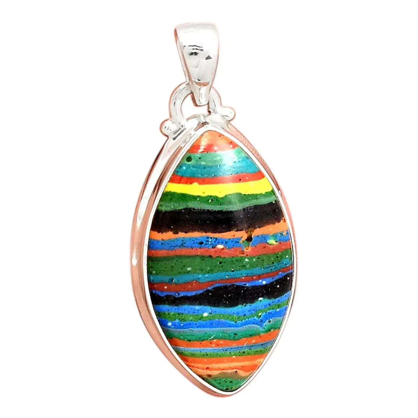925 Sterling Silver Handmade Pendants In Rainbow Calsilica Gemstone Jewelry 925SP148_3