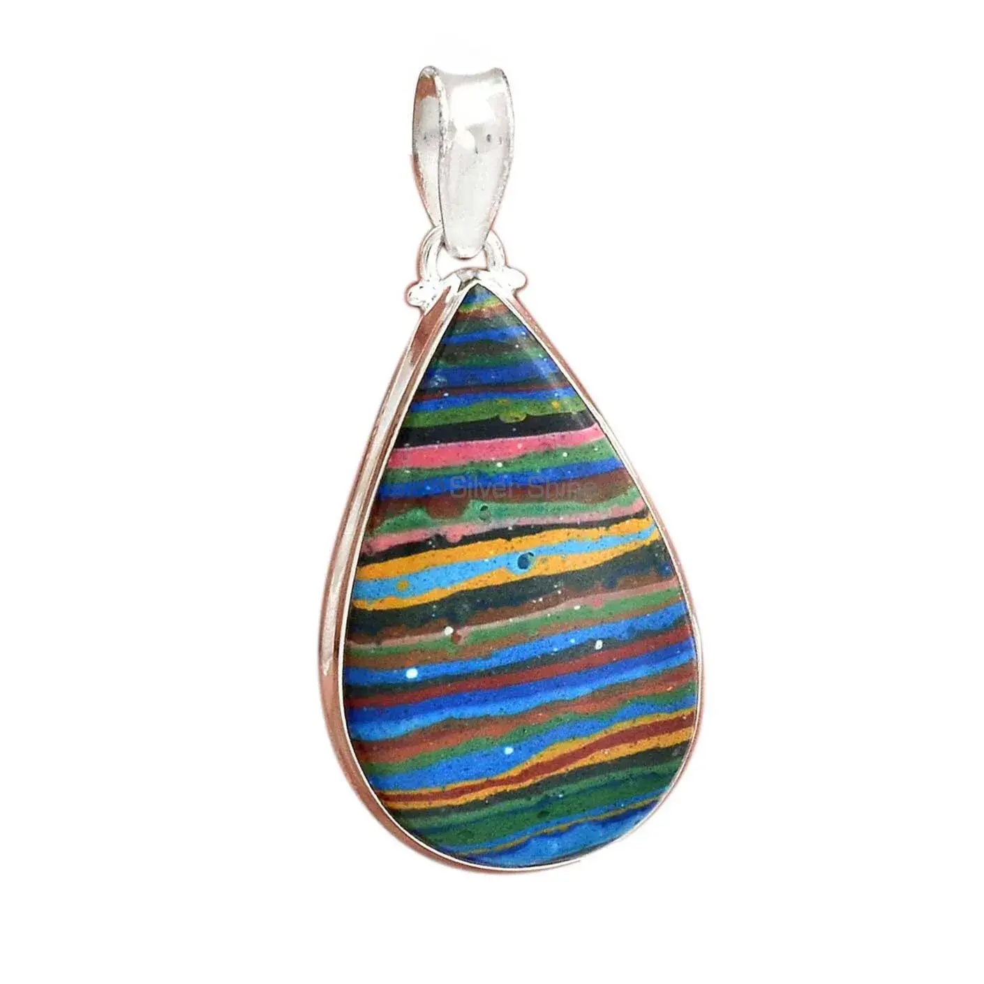 925 Sterling Silver Handmade Pendants In Rainbow Calsilica Gemstone Jewelry 925SP148_5