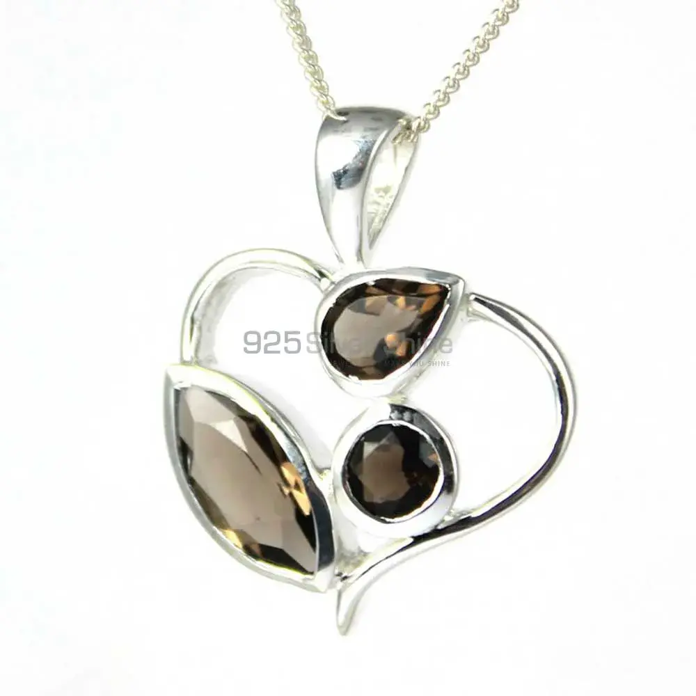 Wholesale 925 Sterling Silver Handmade Pendants In Smokey Gemstone Jewelry 925SP229-4