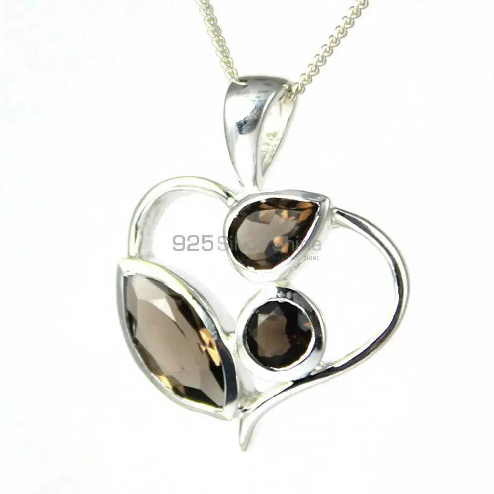 925 Sterling Silver Handmade Pendants In Smokey Gemstone Jewelry 925SP229-4