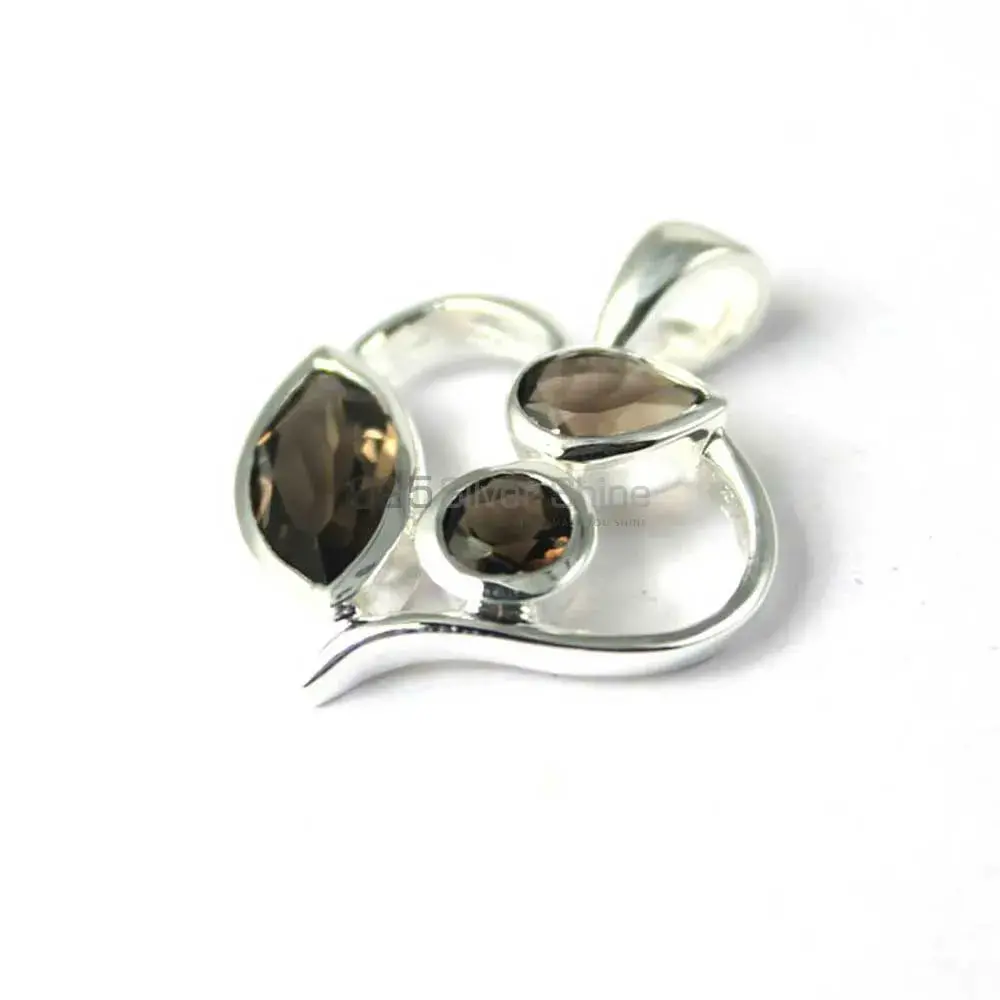 Wholesale 925 Sterling Silver Handmade Pendants In Smokey Gemstone Jewelry 925SP229-4_0