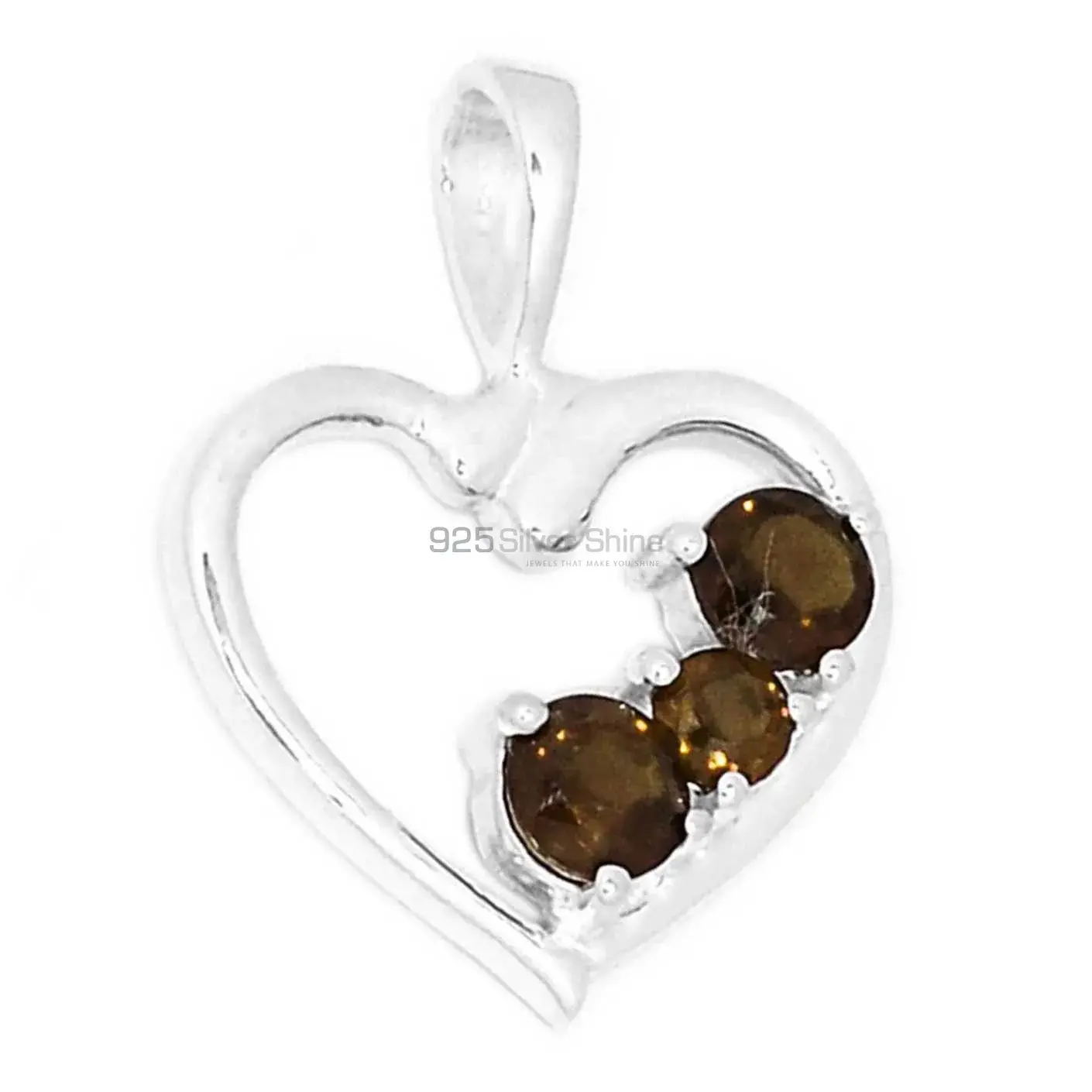 925 Sterling Silver Handmade Pendants In Smokey Gemstone Jewelry 925SP277-6_0