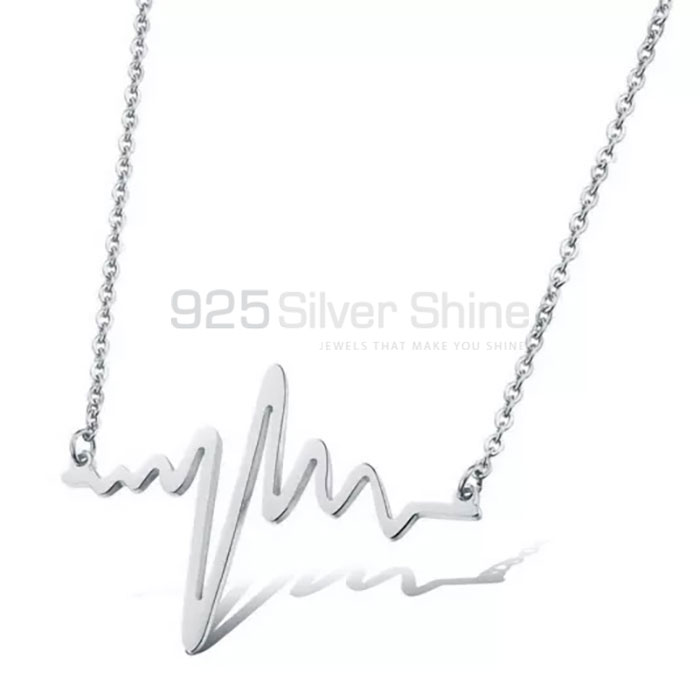 Wholesale 925 Sterling Silver Heartbeat Necklace HBME317