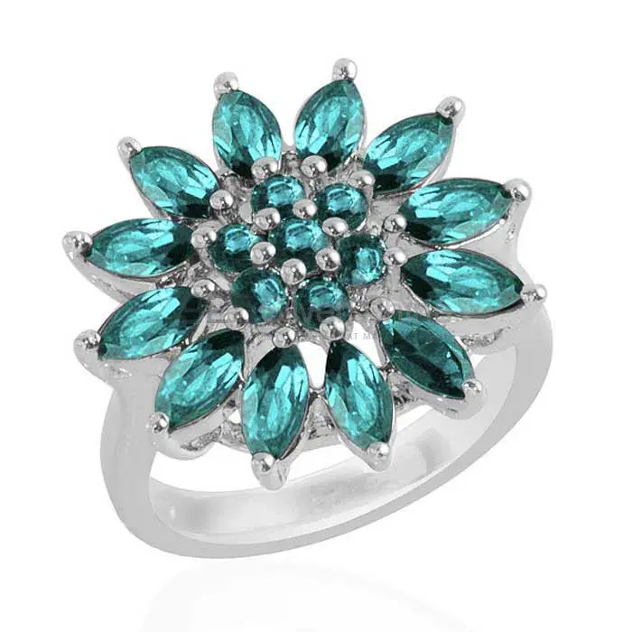 925 Sterling Silver Rings In Genuine Blue Topaz Gemstone 925SR1696_0