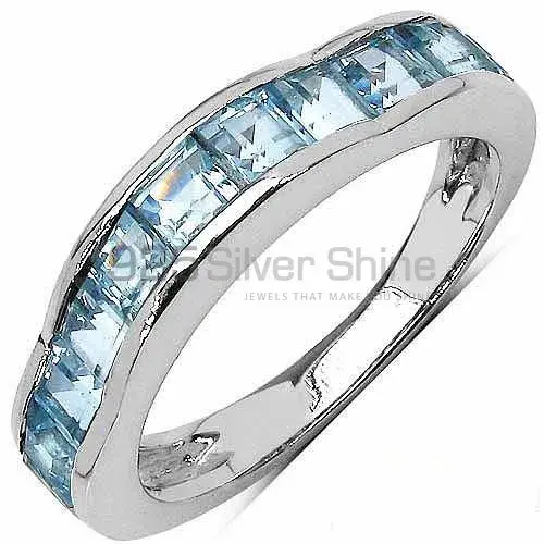 925 Sterling Silver Rings In Genuine Blue Topaz Gemstone 925SR3036_0