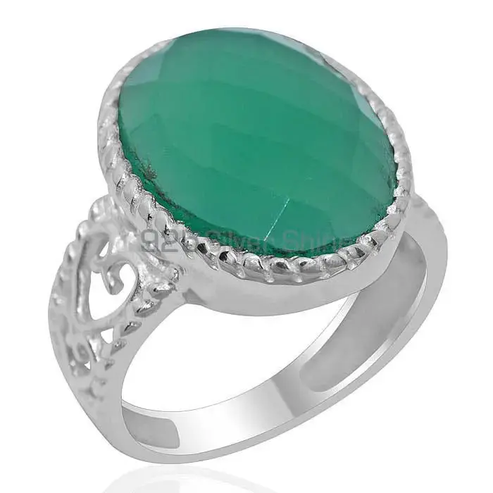 Wholesale 925 Sterling Silver Rings In Genuine Green Onyx Gemstone 925SR1921
