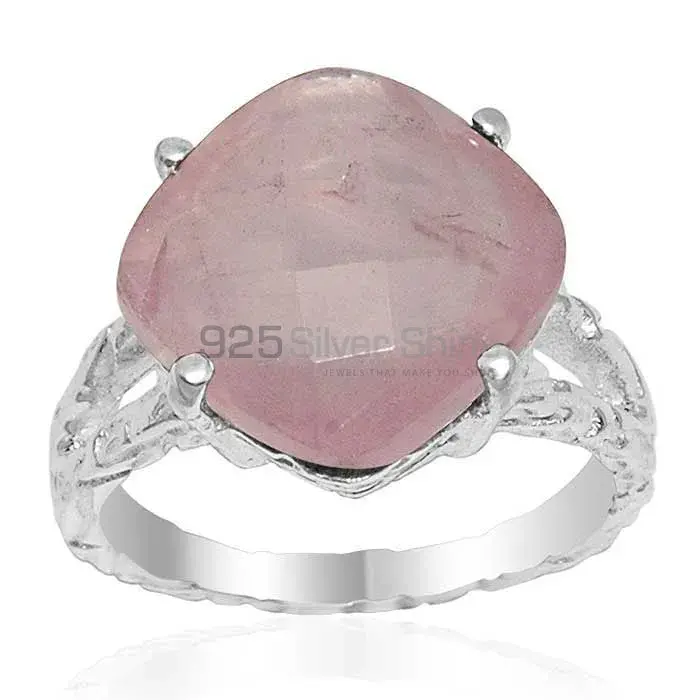 925 Sterling Silver Rings In Genuine Rose Quartz Gemstone 925SR1617_0