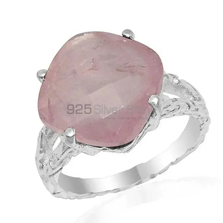 Wholesale 925 Sterling Silver Rings In Genuine Rose Quartz Gemstone 925SR1617_0