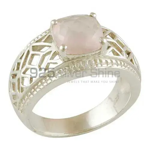 925 Sterling Silver Rings In Genuine Rose Quartz Gemstone 925SR3446_0