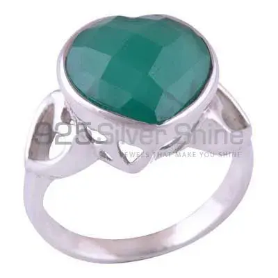 Wholesale 925 Sterling Silver Rings In Natural Green Onyx Gemstone 925SR3523