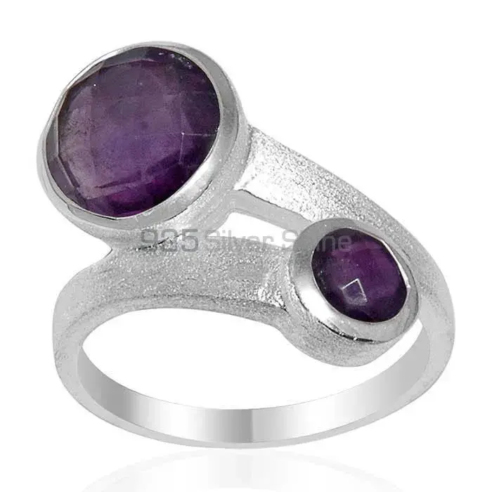 Tow Stone Amethyst Silver Rings 925SR1616_0