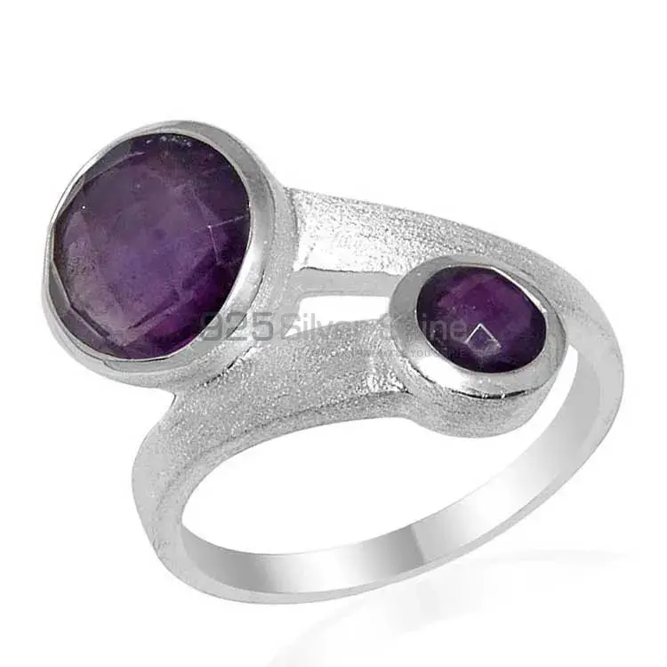 Tow Stone Amethyst Silver Rings 925SR1616_0