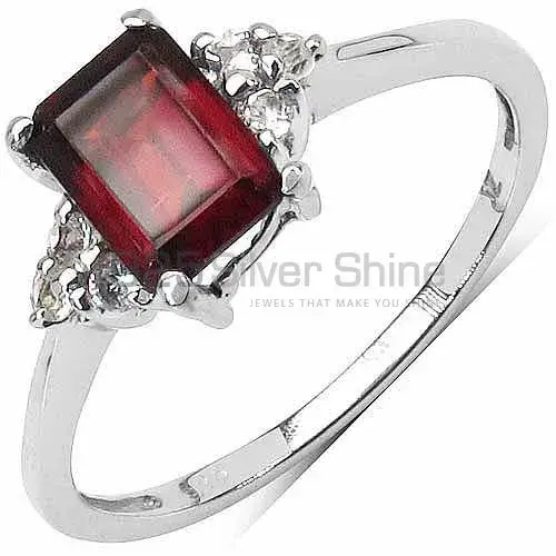 Natural Garnet Sterling Silver Anniversary Rings 925SR3208