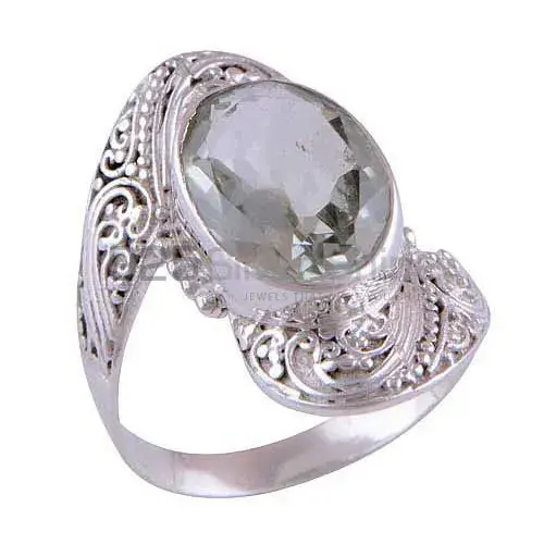 Fine Work Sterling Silver Green Amethyst Rings 925SR4112